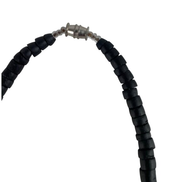 Vintage Black & Blue Beaded Necklace With Shark Tooth Pendant Surfer Beach - Picture 4 of 6